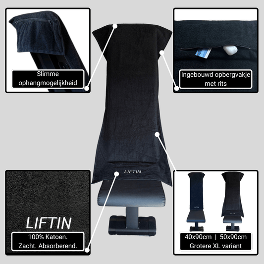 IFTIN sporthanddoek 50x90cm- stijlvol zwart design passend bij elke sportuitrusting - overzicht