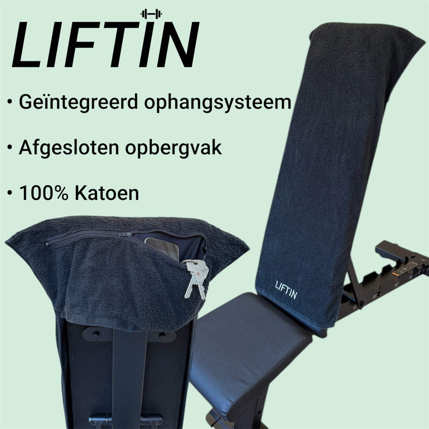 Sporthanddoek 100% Katoen Zwart