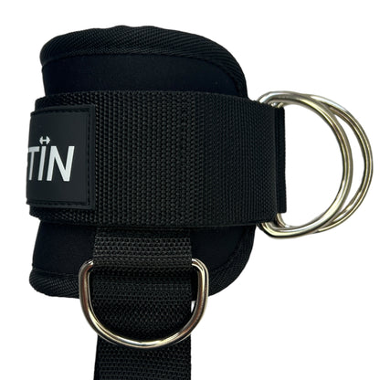 LIFTIN ankle straps 2.0 - enkel straps met extra metalen ringen voor veelzijdige oefeningen zoals kickbacks - detailopname