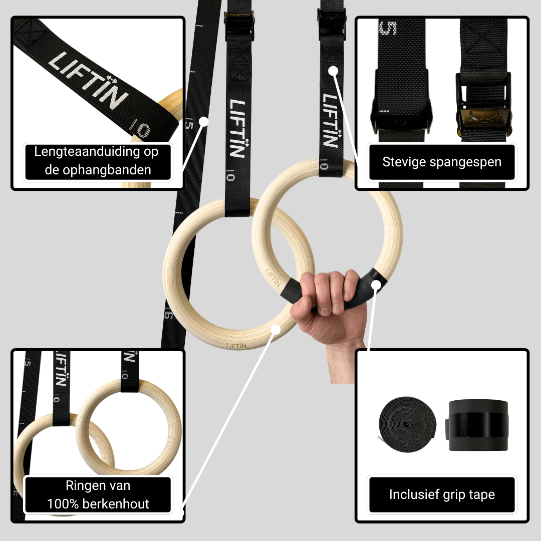 LIFTIN turnringen - ideale gymnastic rings voor calisthenics, turnen en functionele training - overzicht