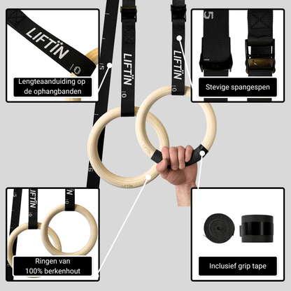 LIFTIN turnringen - ideale gymnastic rings voor calisthenics, turnen en functionele training - overzicht