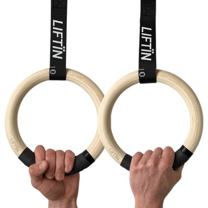 LIFTIN turnringen - duurzame houten ringen voor kracht- en stabiliteitstraining - voorbeeld
