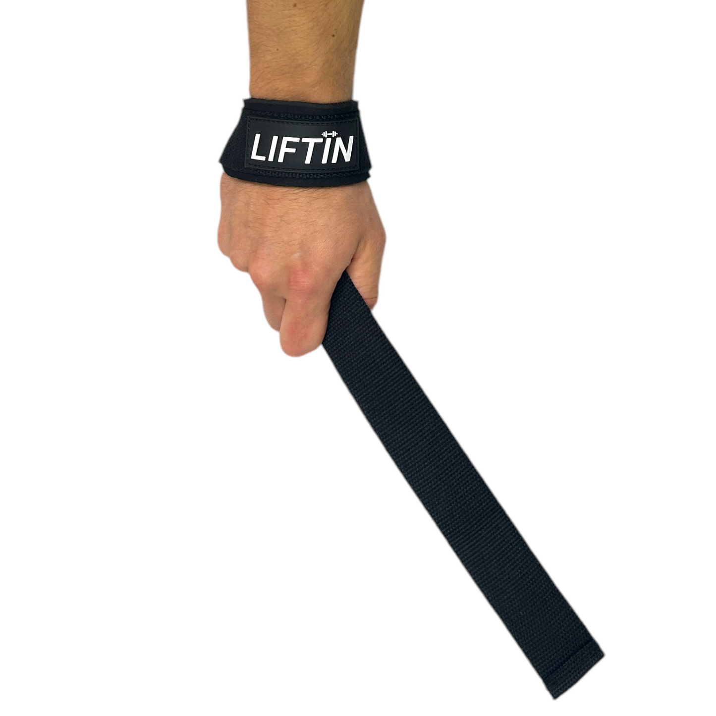 LIFTIN lifting straps - klassieke zwarte lifting straps voor stabiliteit en grip - zijaanzicht