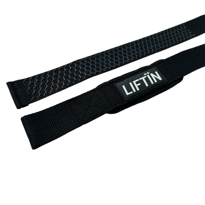 Close-up van de latex coating op de LIFTIN lifting straps - voor extra grip - close-up