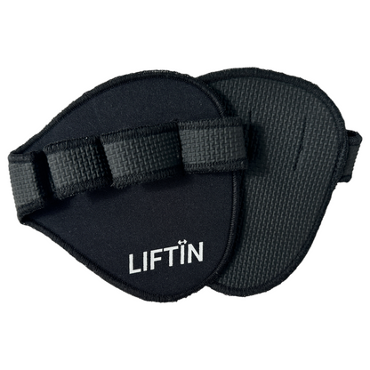 LIFTIN palm grips - zwarte non-slip grips voor verbeterde controle tijdens krachttraining - vooraanzicht