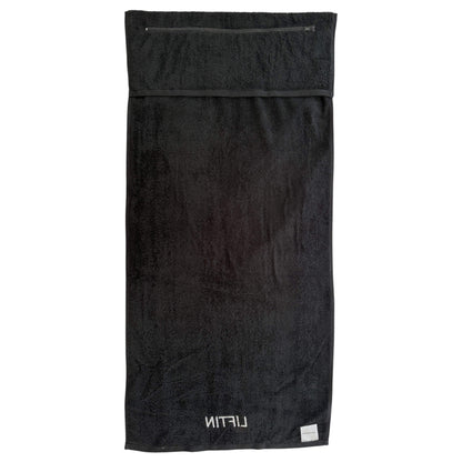 LIFTIN sporthanddoek 50x90cm- stijlvol zwart design passend bij elke sportuitrusting - achteraanzicht
