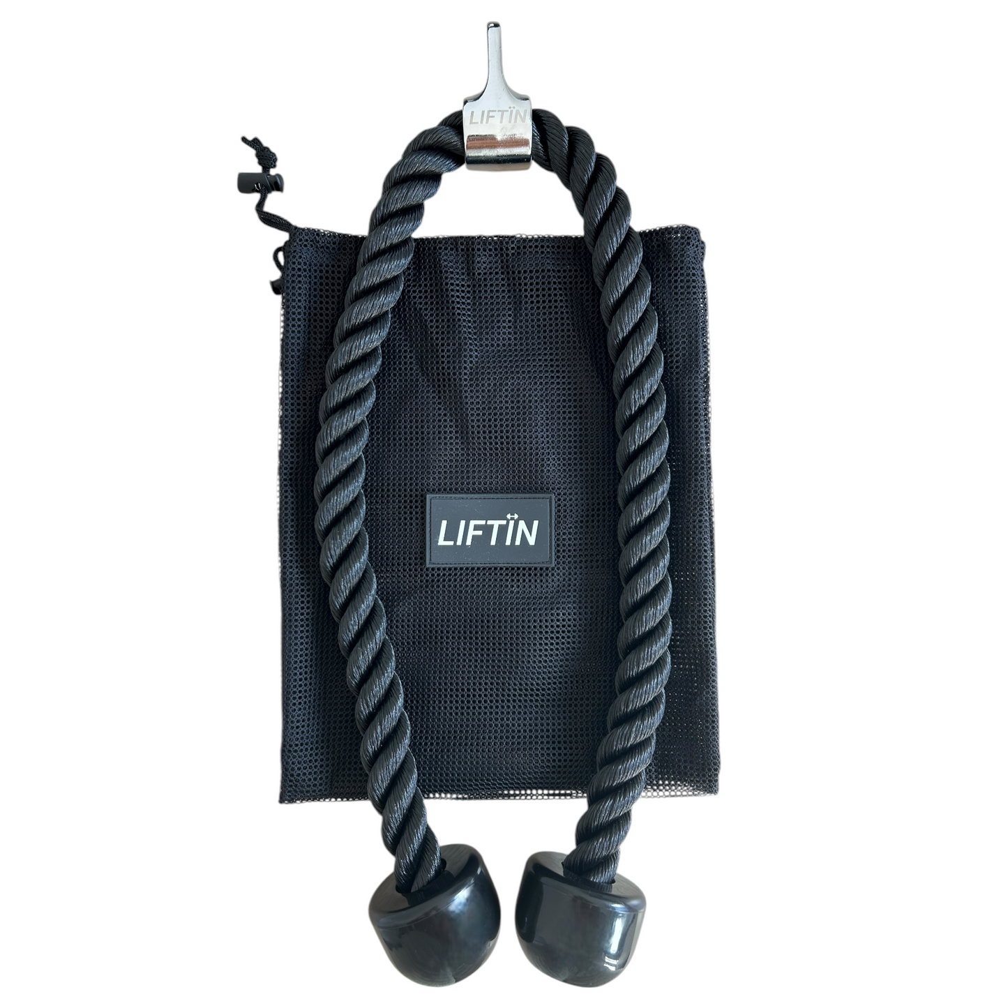 LIFTIN tricep rope 100 cm - duurzaam triceps touw van nylon voor effectieve triceps oefeningen met opbergzak - bovenaanzicht