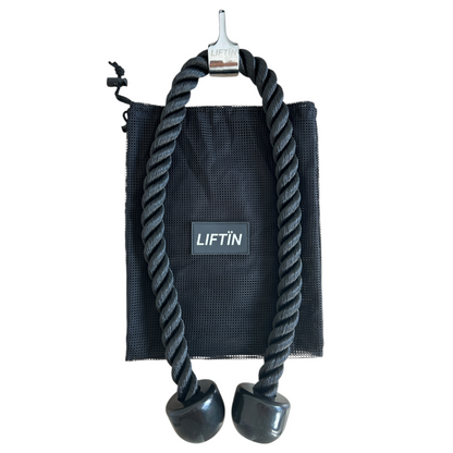 LIFTIN tricep rope 100 cm - duurzaam triceps touw van nylon voor effectieve triceps oefeningen met opbergzak - bovenaanzicht